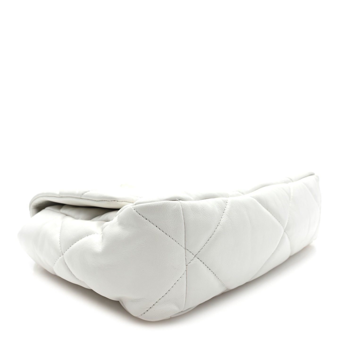 Goatskin Quilted Large Chanel 19 Flap White