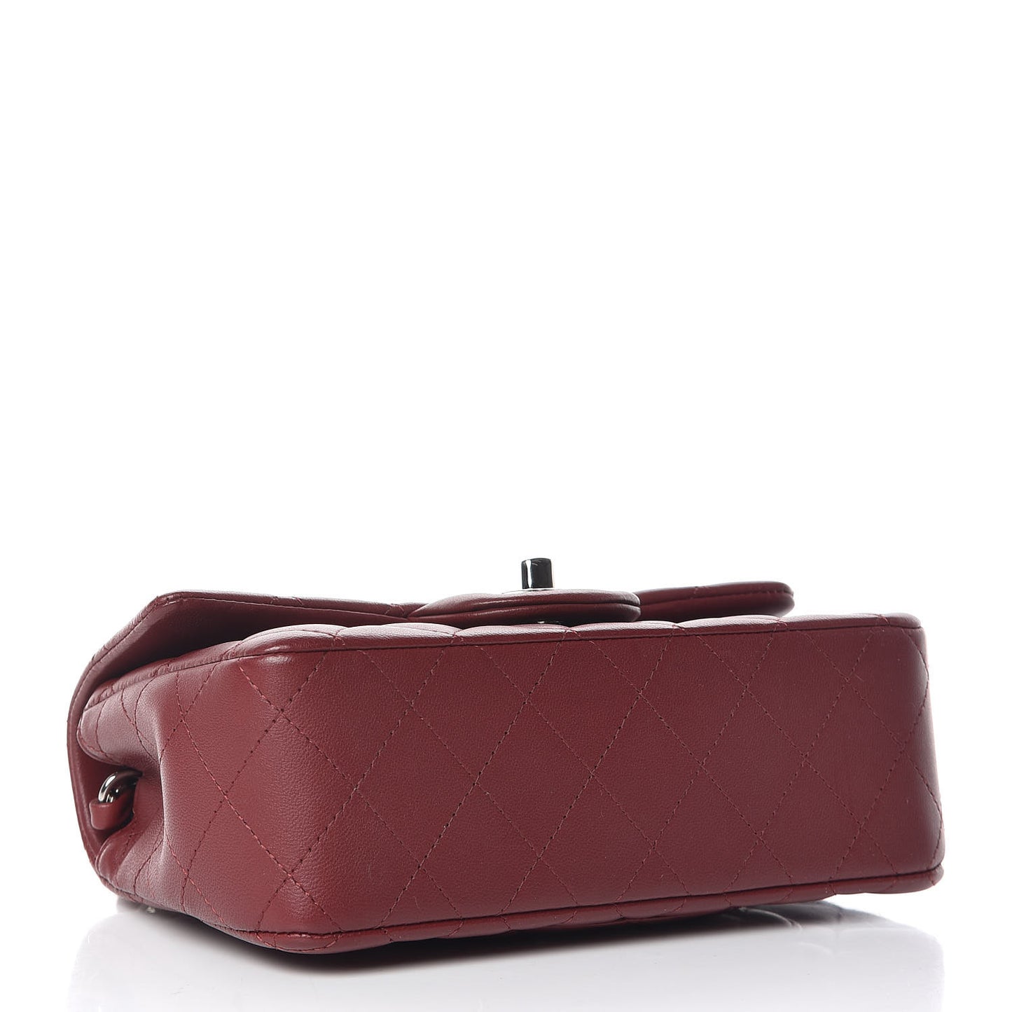Lambskin Quilted Mini Rectangular Flap Burgundy