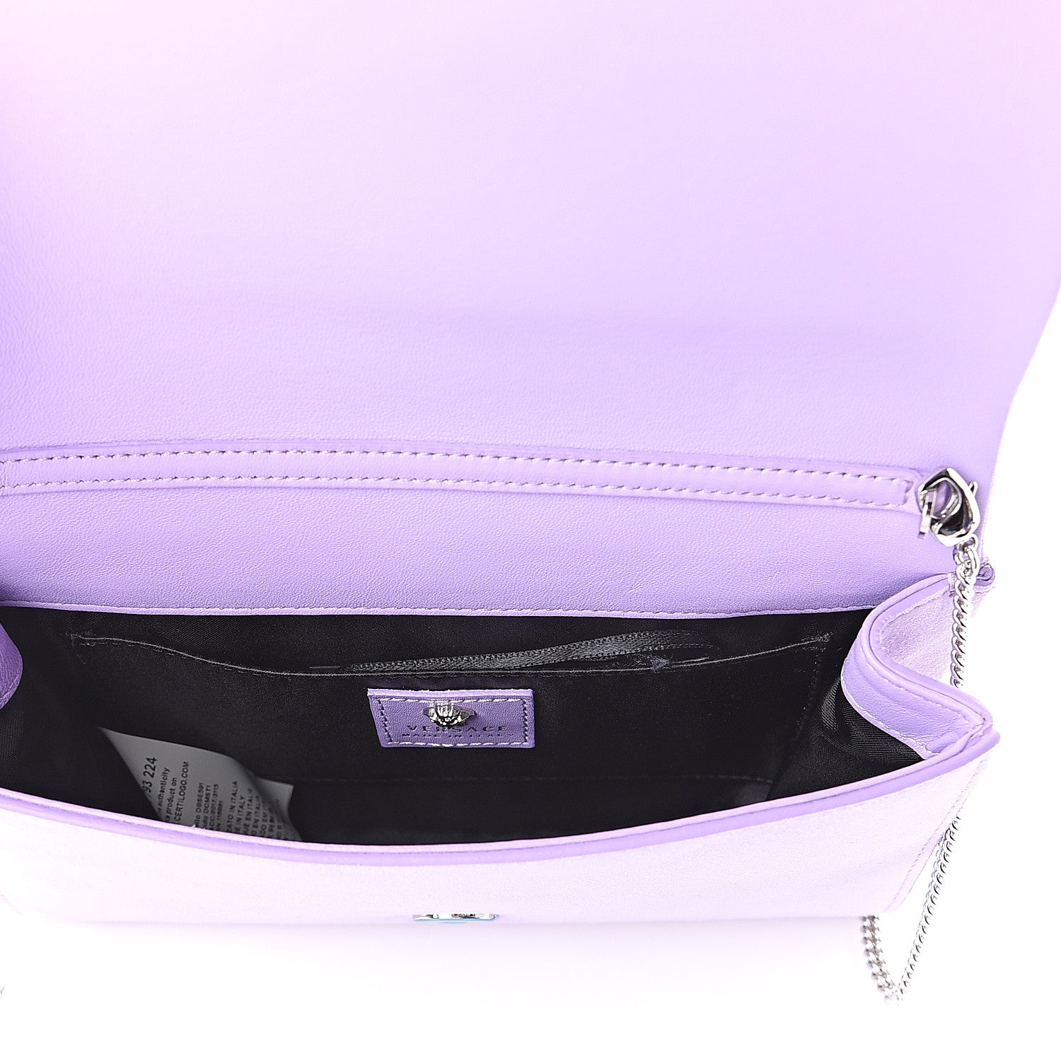 Versace Suede Palazzo Crystal Chain Evening Bag Light Purple 4 of 7