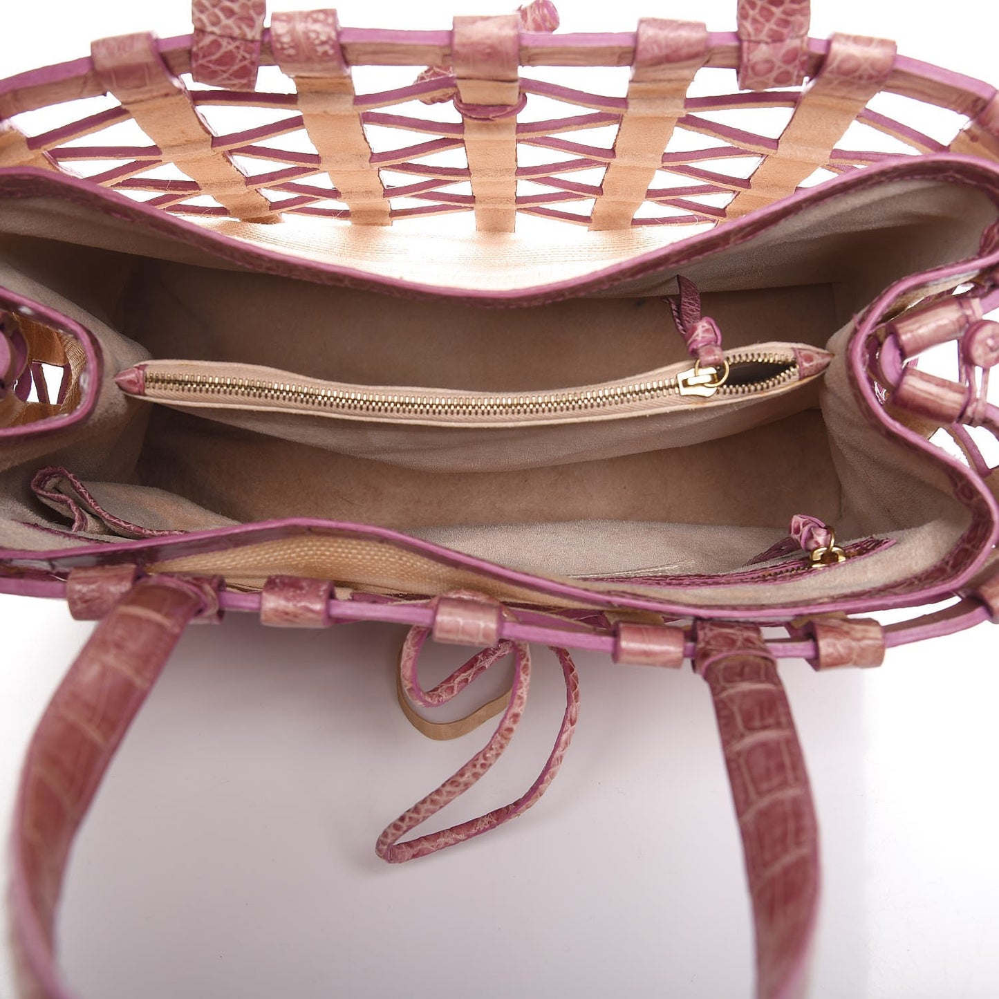 Crocodile Woven Tote Pink