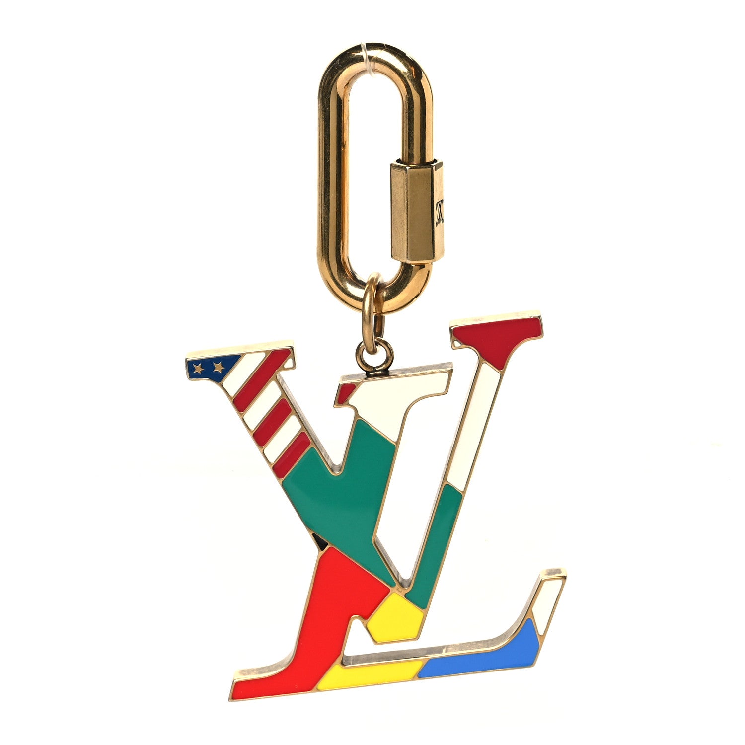 Louis Vuitton Enamel LV Flag Bag Charm Key Holder Multicolor 1 of 4