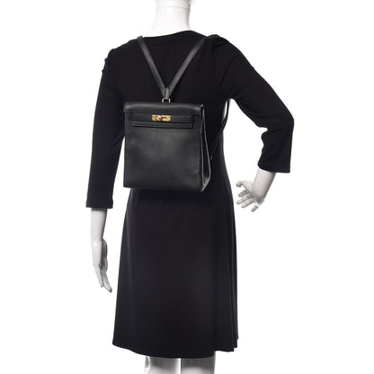 Hermes Taurillon Clemence Kelly Ado Backpack Black 2 of 10