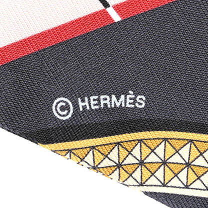 Hermes Silk Grand Apparat Twilly Anthracite Bordeaux 4 of 5
