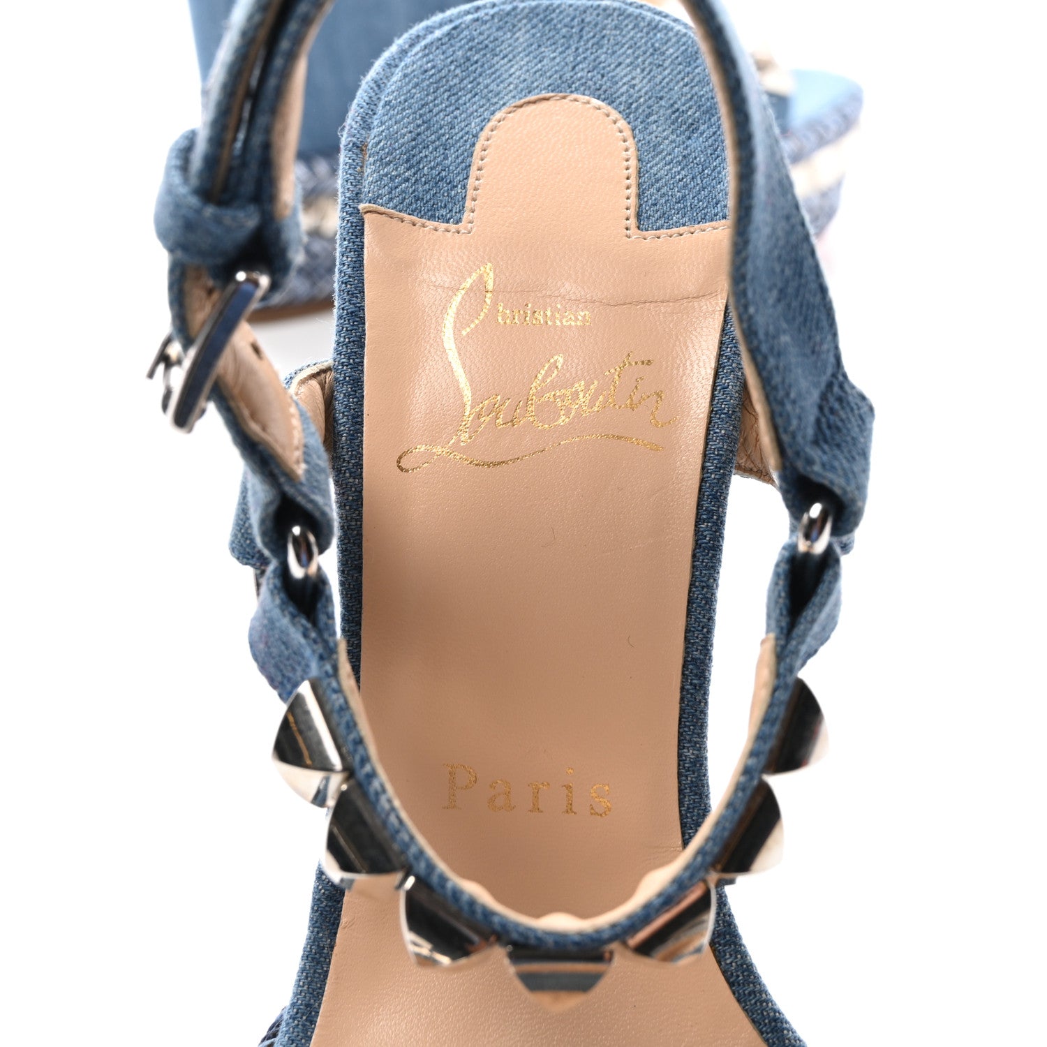Christian Louboutin Denim Cataclou 120 Wedge Sandals 36 Blue 8 of 8