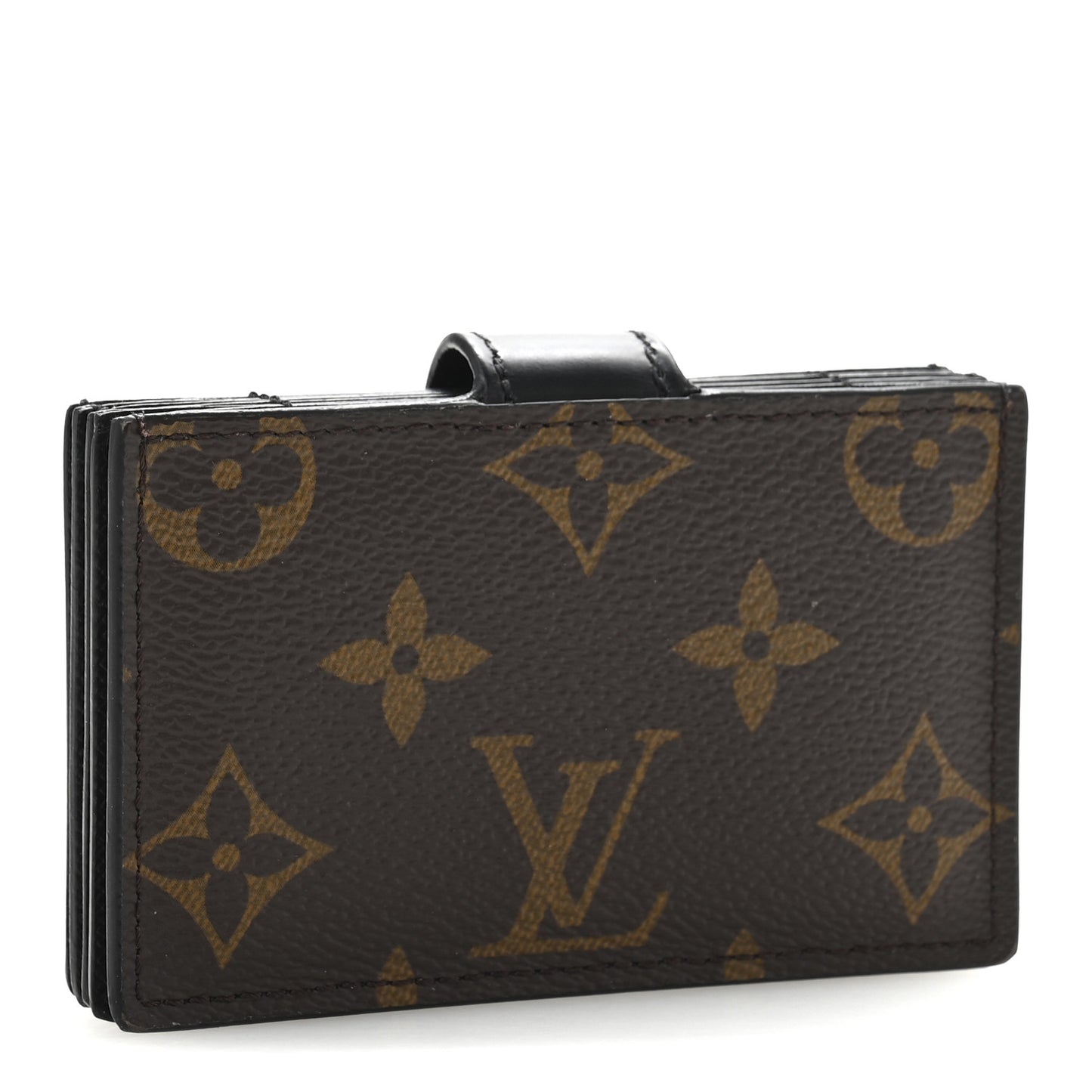 Monogram Gusset Card Holder Black
