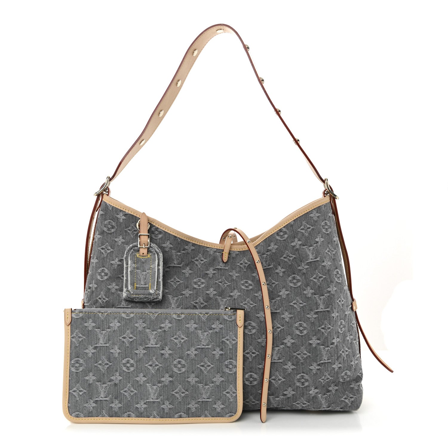Louis Vuitton Monogram Denim CarryAll MM Washed Grey 3 of 10