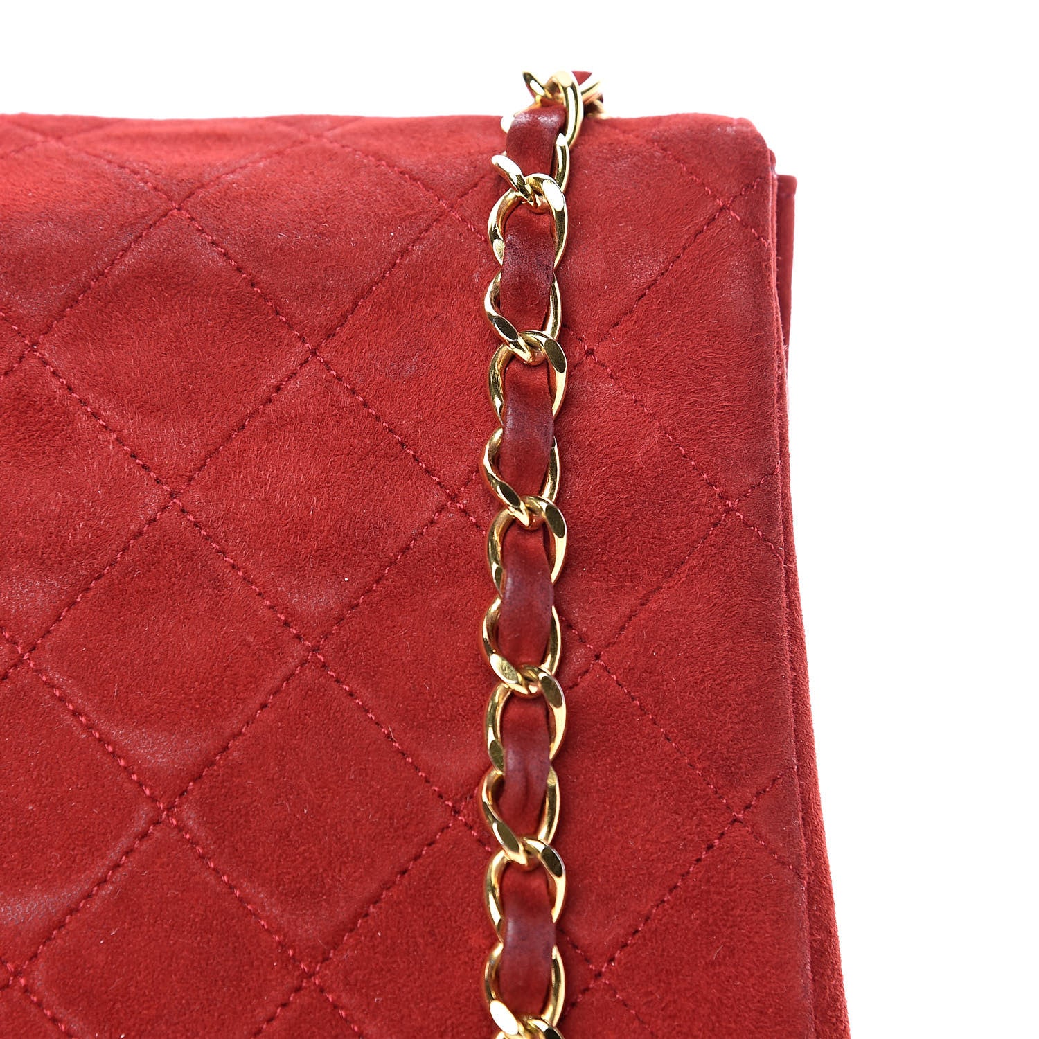 Chanel Suede Quilted Mini Square Flap Red 15 of 17