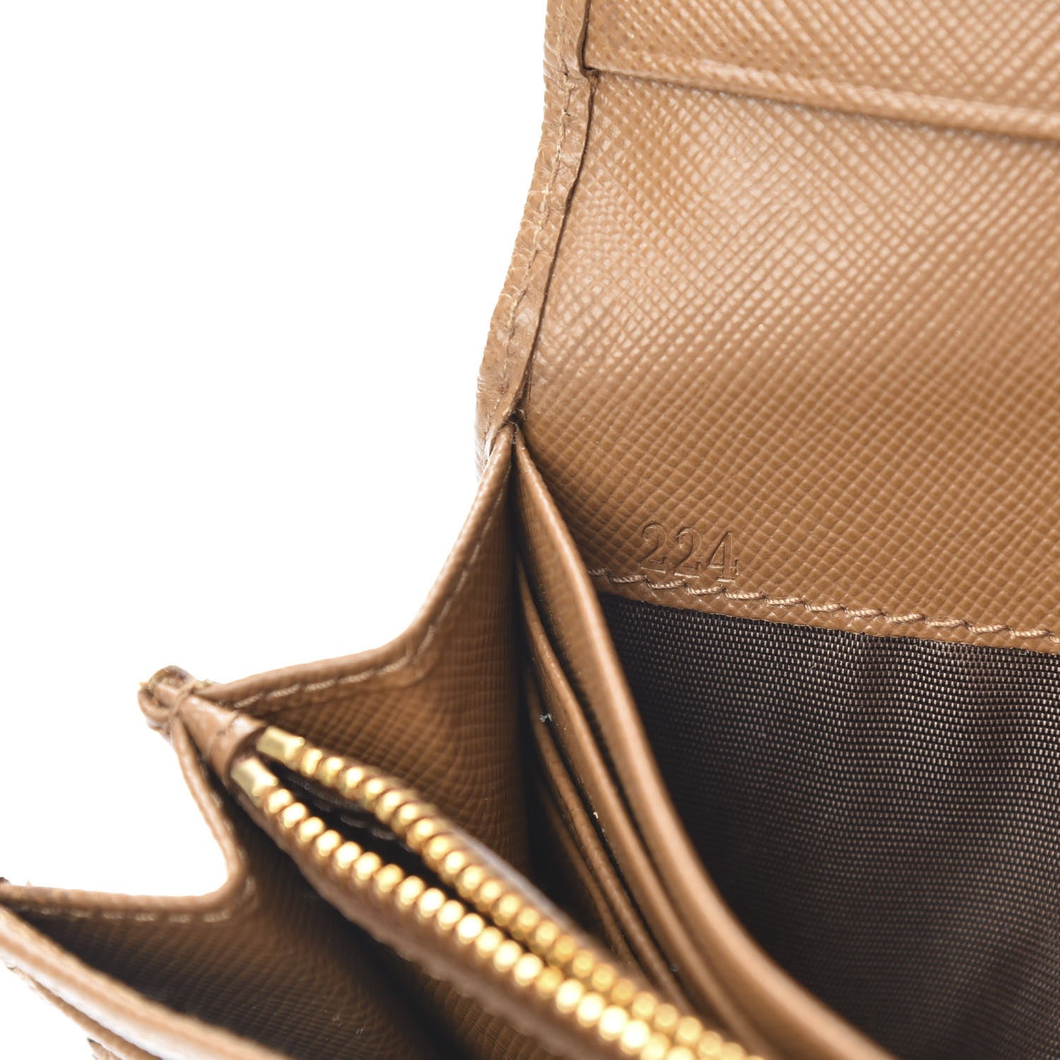 Prada Saffiano Metal Continental Flap Wallet Caramel 7 of 10