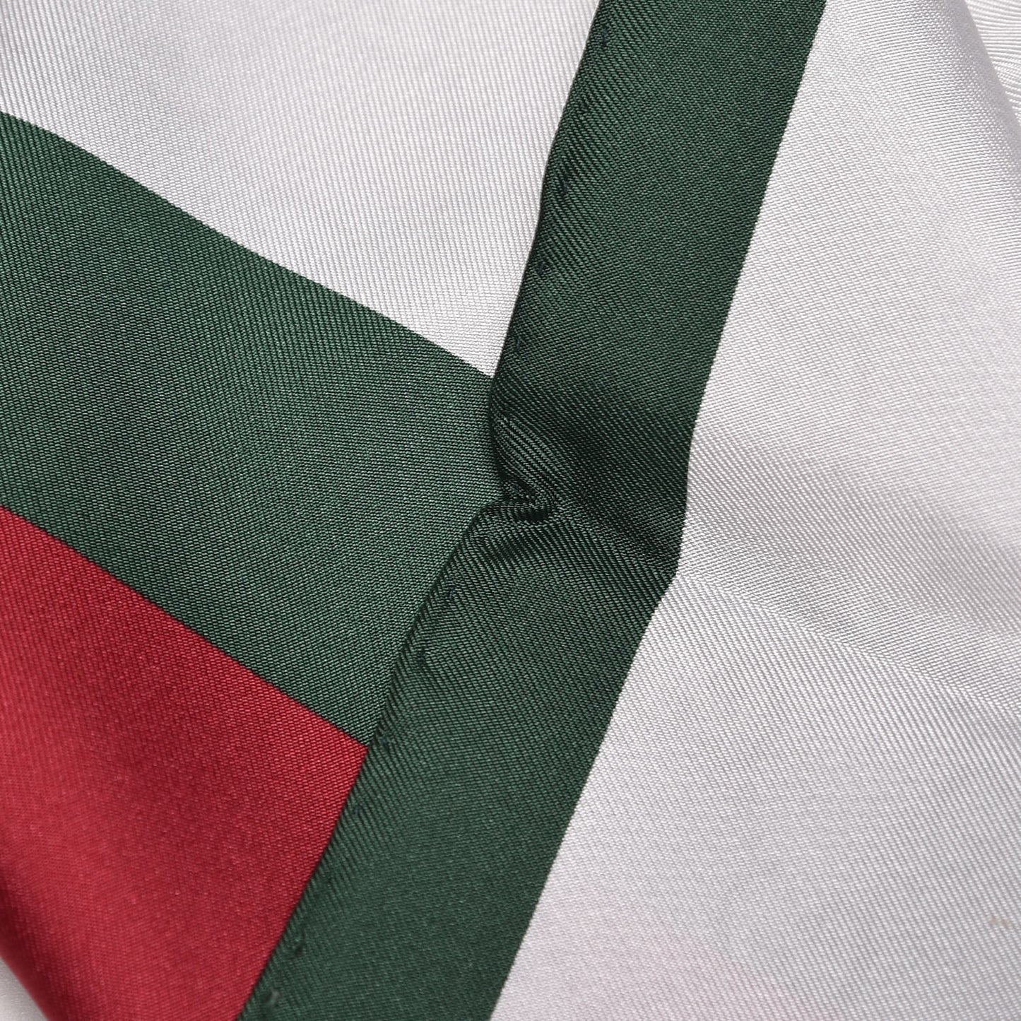 Silk Monogram Web Square Scarf White Green Red