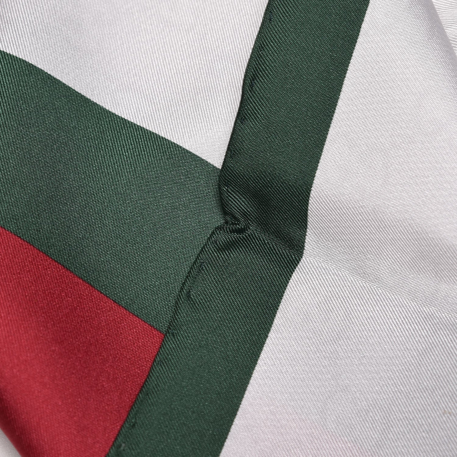 Gucci Silk Monogram Web Square Scarf White Green Red 4 of 5