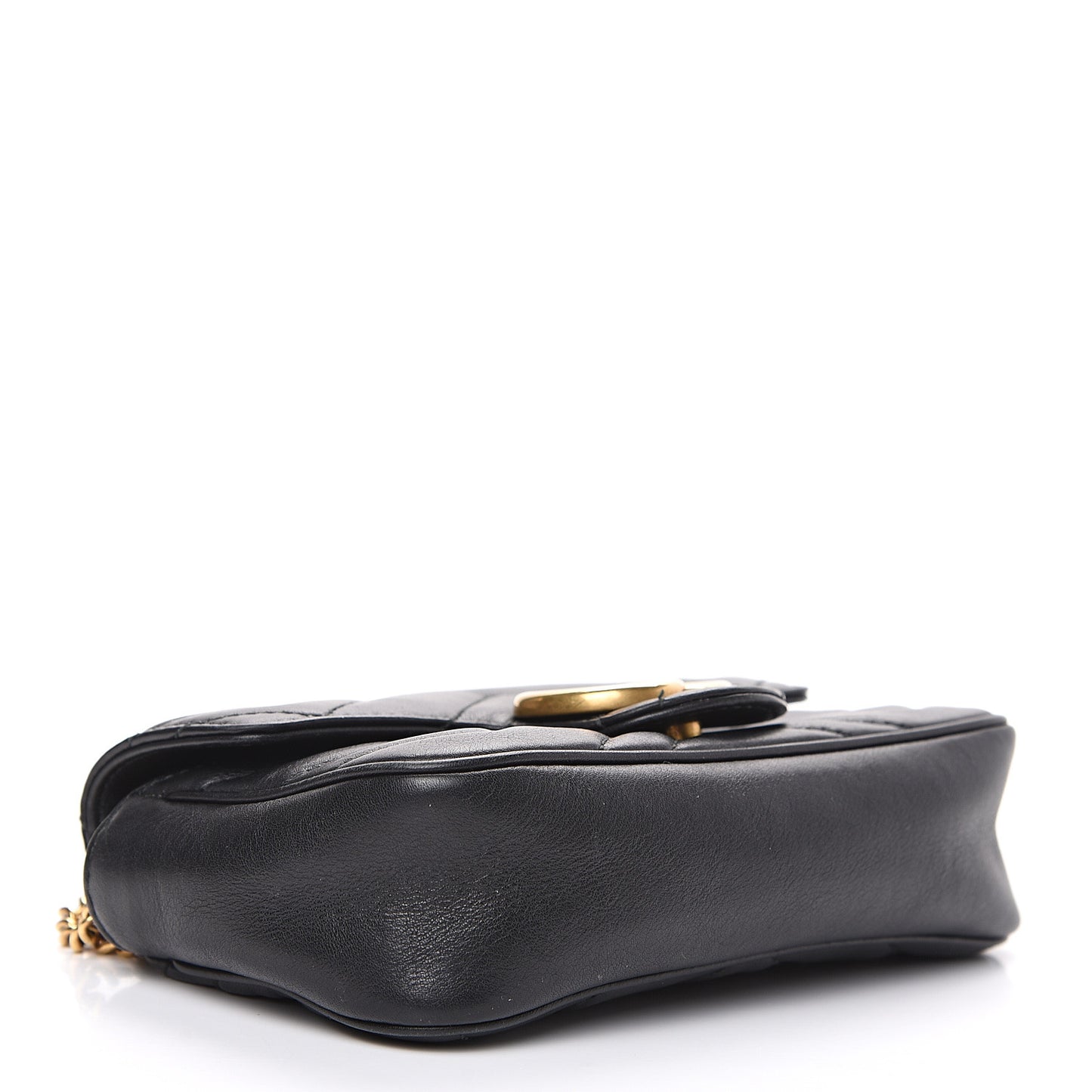 Calfskin Matelasse Super Mini GG Marmont Shoulder Bag Black
