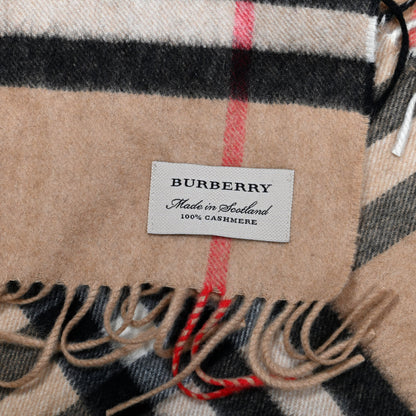 Burberry Cashmere Giant Check Fringe Scarf Camel 3 of 4