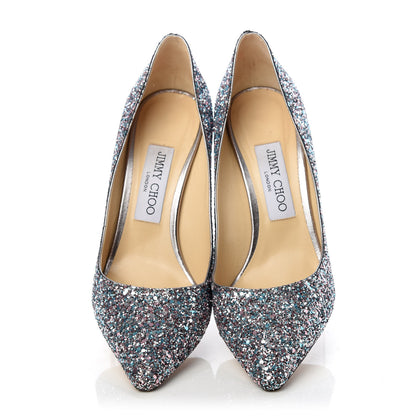 Jimmy Choo Glitter Pointy Toe Romy 85 Pumps 37.5 Bubblegum Mix 5 of 10