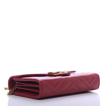 Gucci Calfskin Matelasse GG Marmont Chain Wallet Hibiscus Red 4 of 10