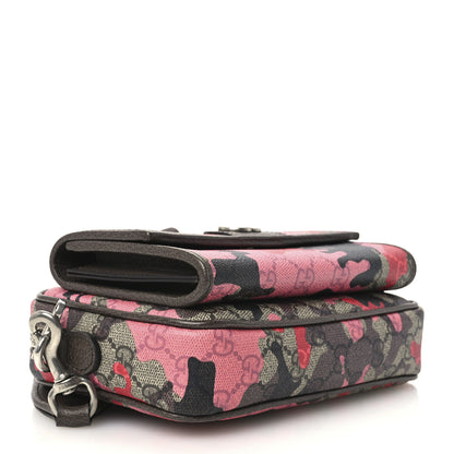 Gucci GG Supreme Monogram Mini Ophidia Crossbody Bag Pink Red 4 of 11