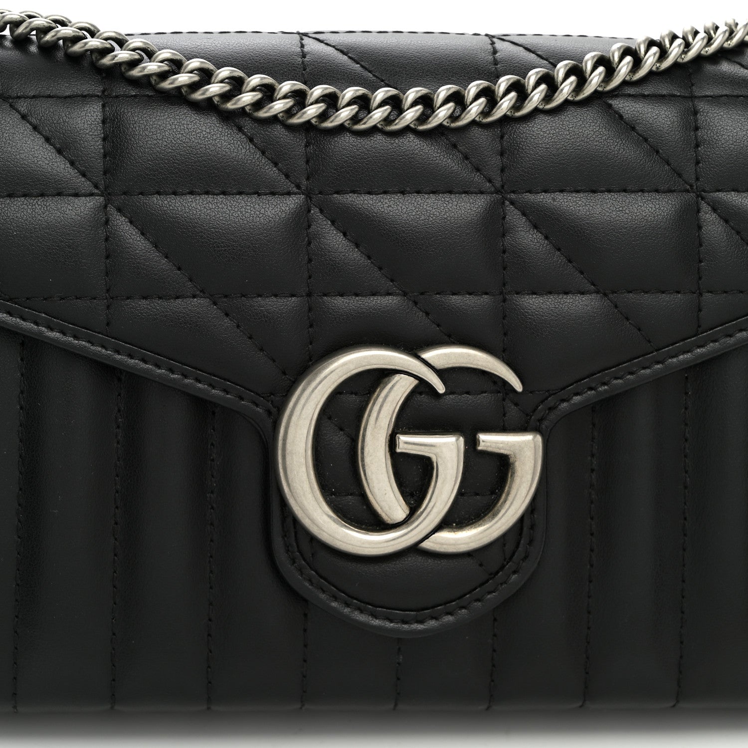 Gucci Calfskin Matelasse Aria GG Marmont Chain Wallet Black 8 of 11