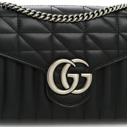 Gucci Calfskin Matelasse Aria GG Marmont Chain Wallet Black 8 of 11