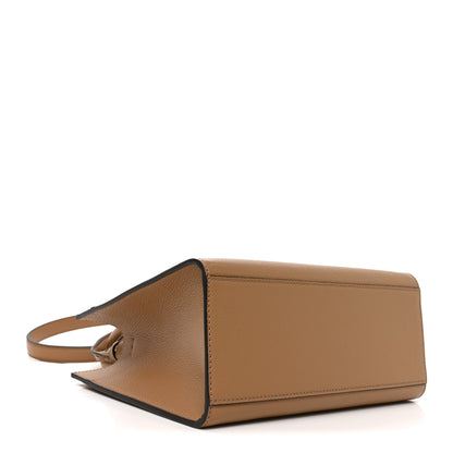 Fendi Vitello Santa Barbara Woven Logo Small Fendi Sunshine Shopper Tote Cappucino Cappucino 4 of 10