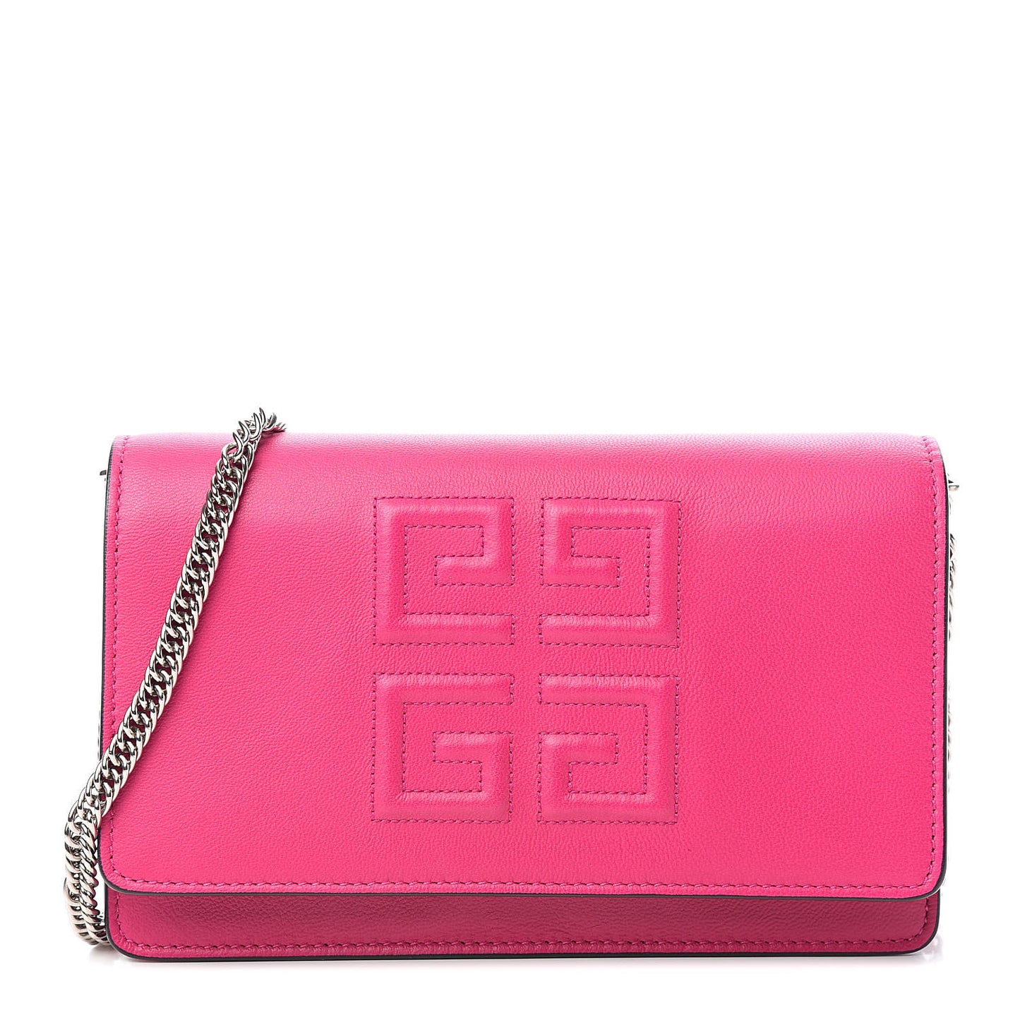 Lambskin Emblem Chain Wallet Cyclamen