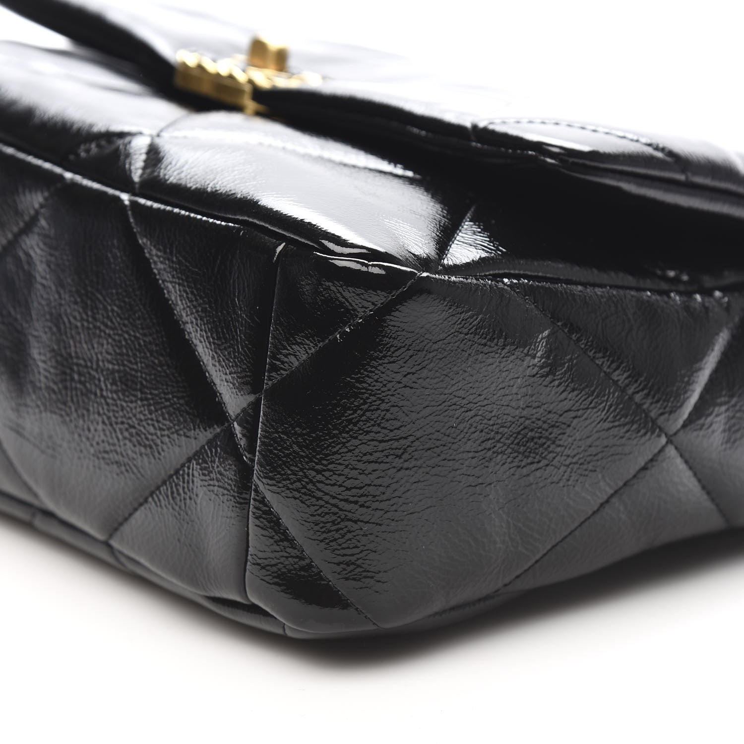 Chanel Shiny Crumpled Calfskin Quilted Large 19 Flap Black 9 of 10