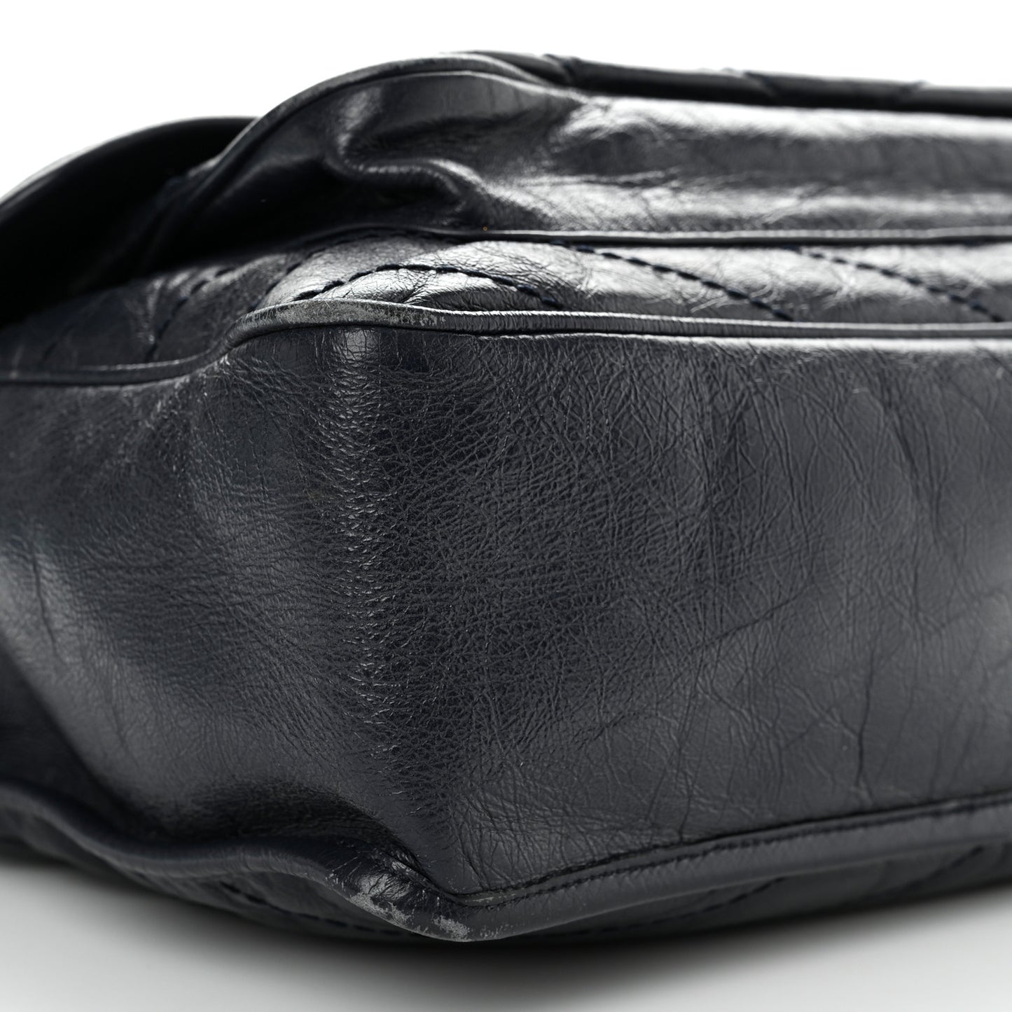 Crinkled Calfskin Matelasse Monogram Large Niki Chain Satchel Deep Marine