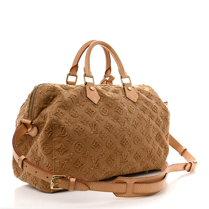 Louis Vuitton Denim Monogram Stone Speedy Bandouliere 35 Caramel 3 of 11