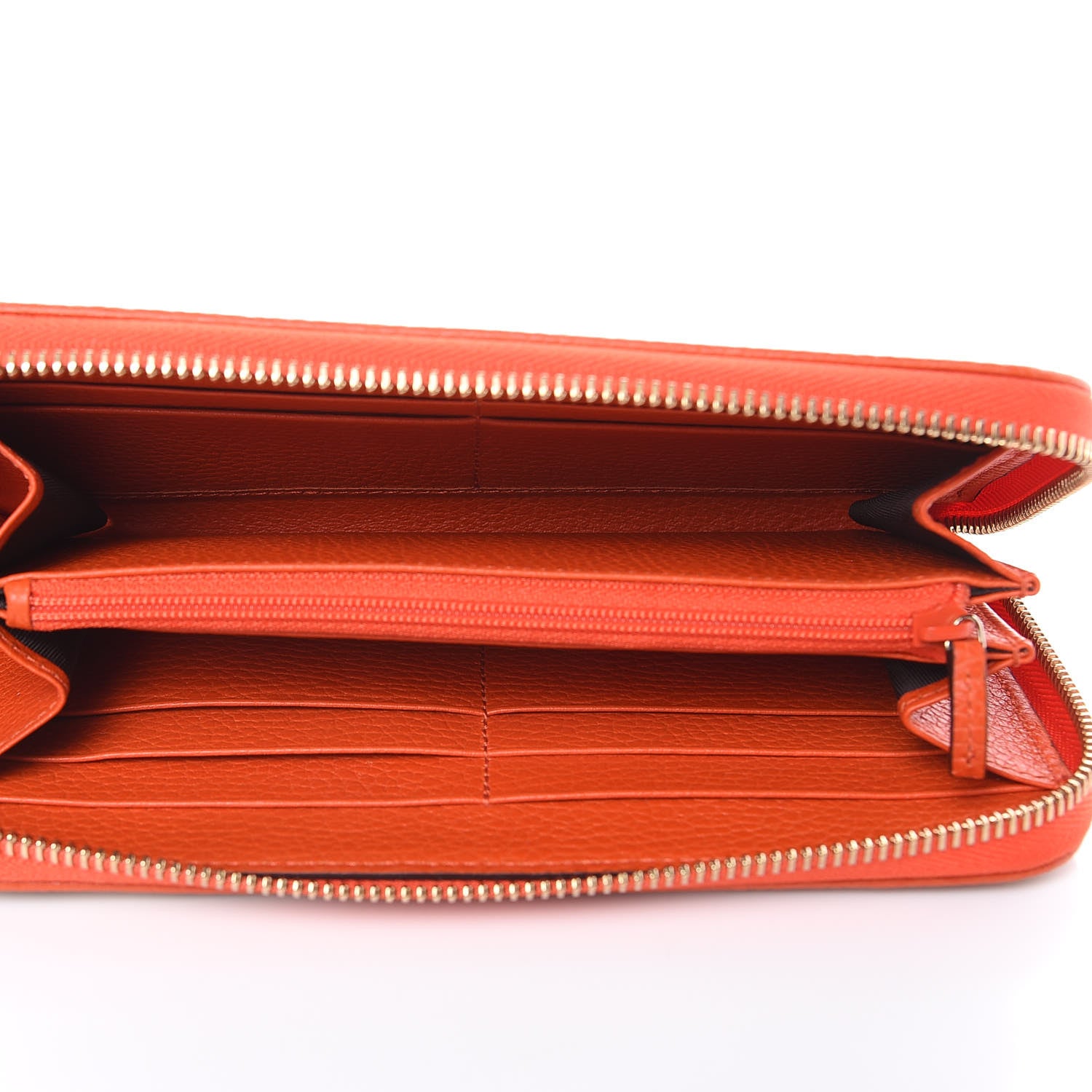 Gucci Monogram Dollar Calfskin Zip Around Wallet Beige Ebony Sun Orange 5 of 10