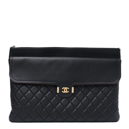 Chanel Grained Calfskin Quilted Large Archi Chic Cosmetic Case Black 1 of 16