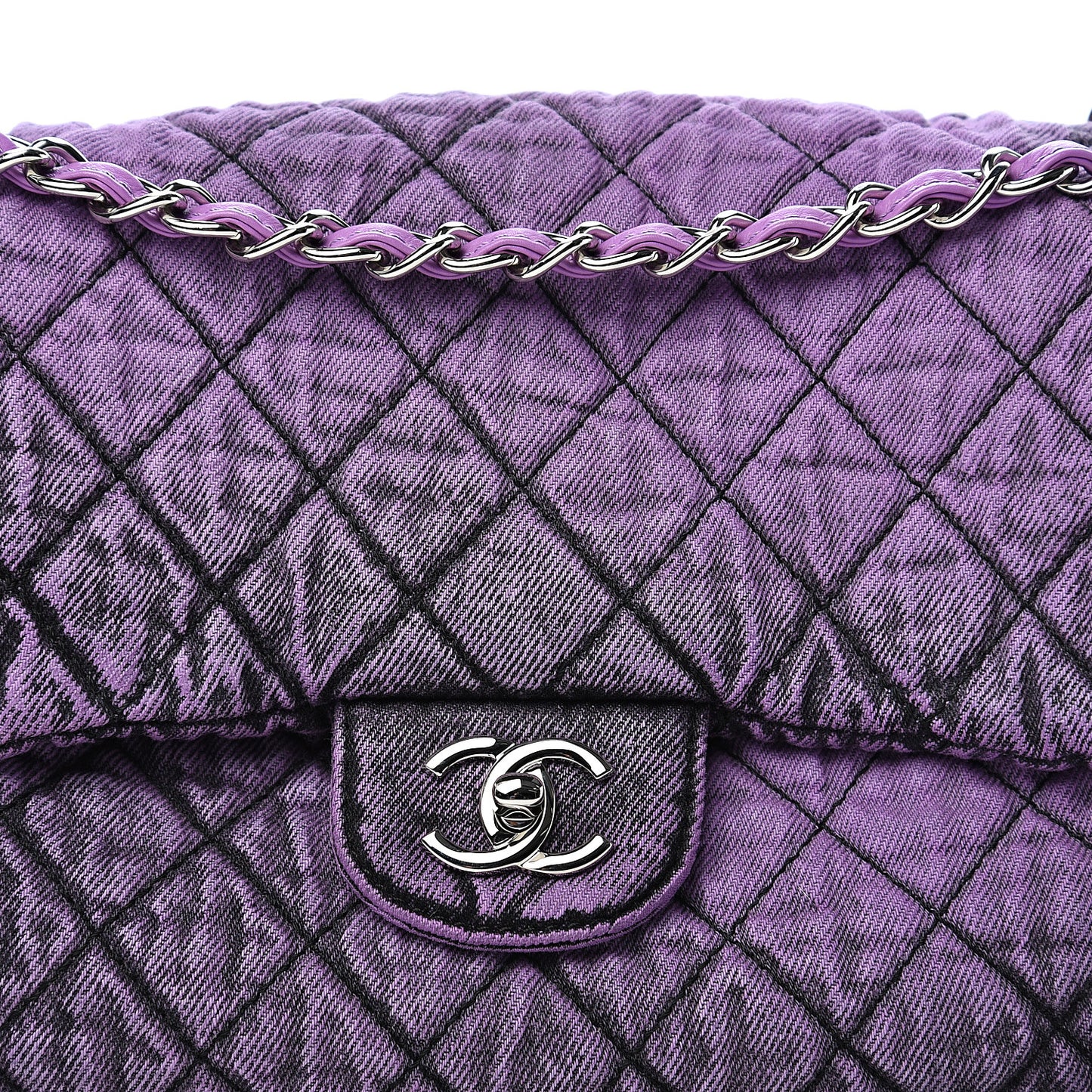 Denim Quilted Denimpression Flap Purple Black