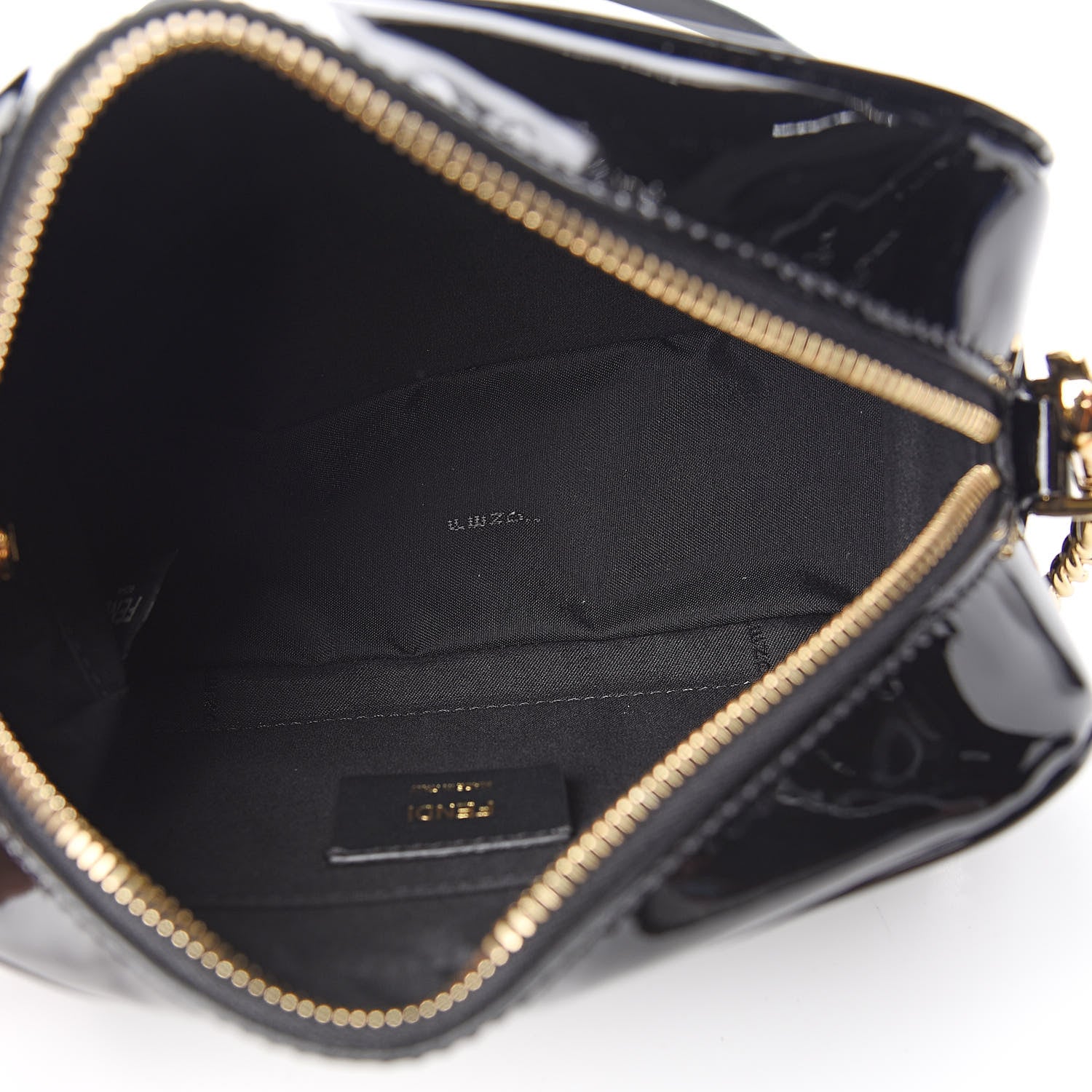 Fendi Vitello Vernice Mou Karligraphy Embossed Camera Case Black 5 of 10