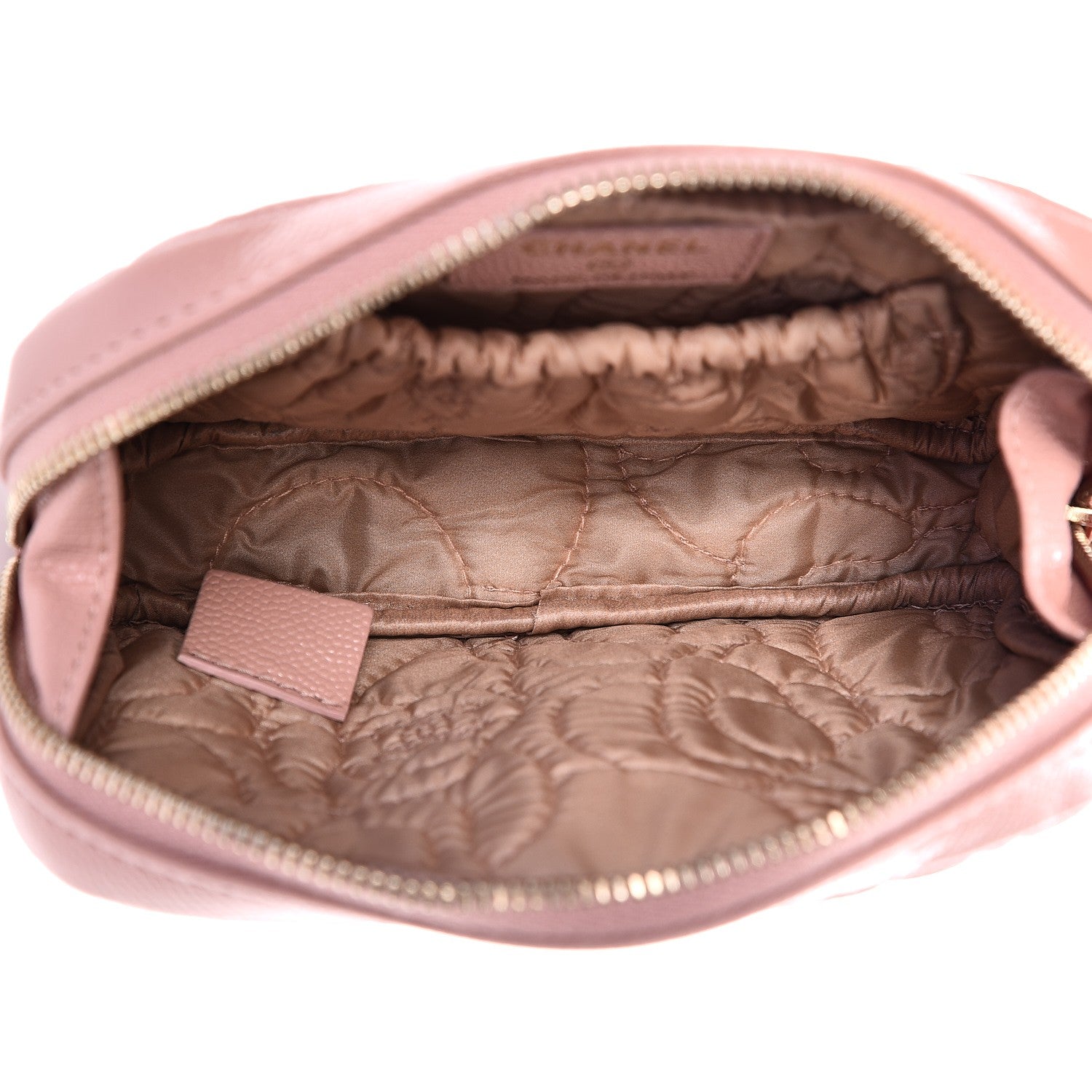 Chanel Caviar Camellia Embossed Small Cosmetic Case Nude 5 of 8