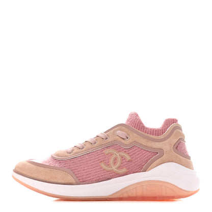 Chanel Suede Calfskin Stretch Fabric CC Sneakers 40.5 Pink 1 of 19