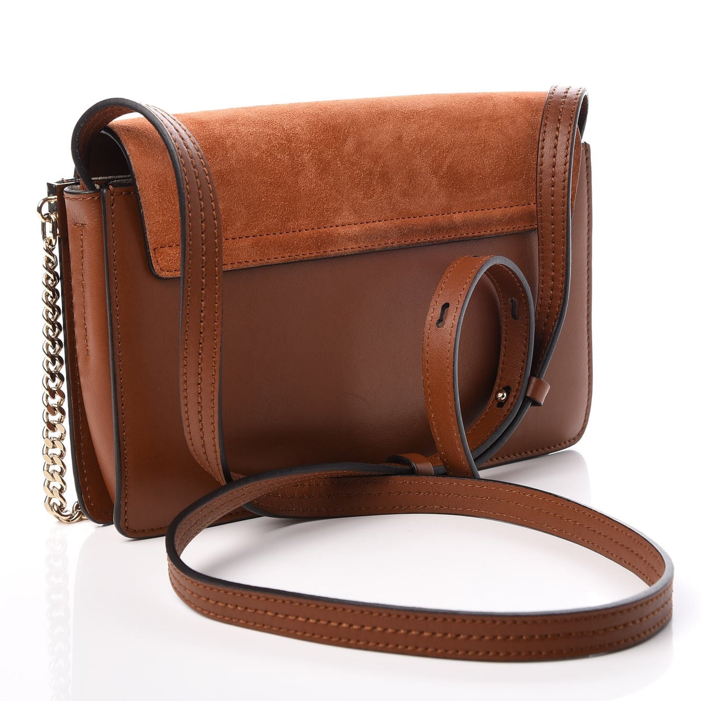 Suede Calfskin Small Faye Shoulder Bag Tobacco