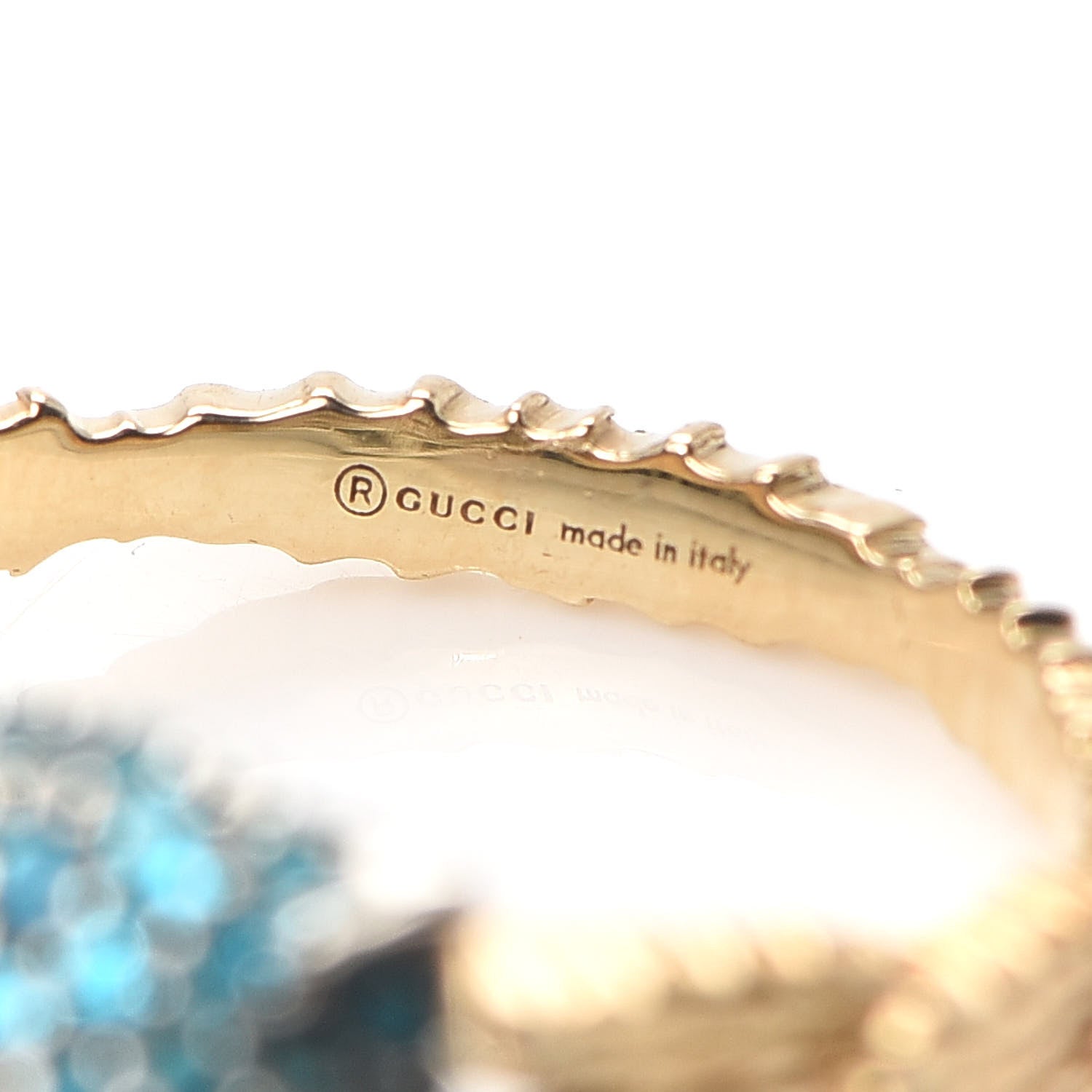 Gucci 18K Yellow Gold Sterling Silver Topaz Spinel Pearl Le Marche Des Merveilles Feline Ring 54 6.75 6 of 7