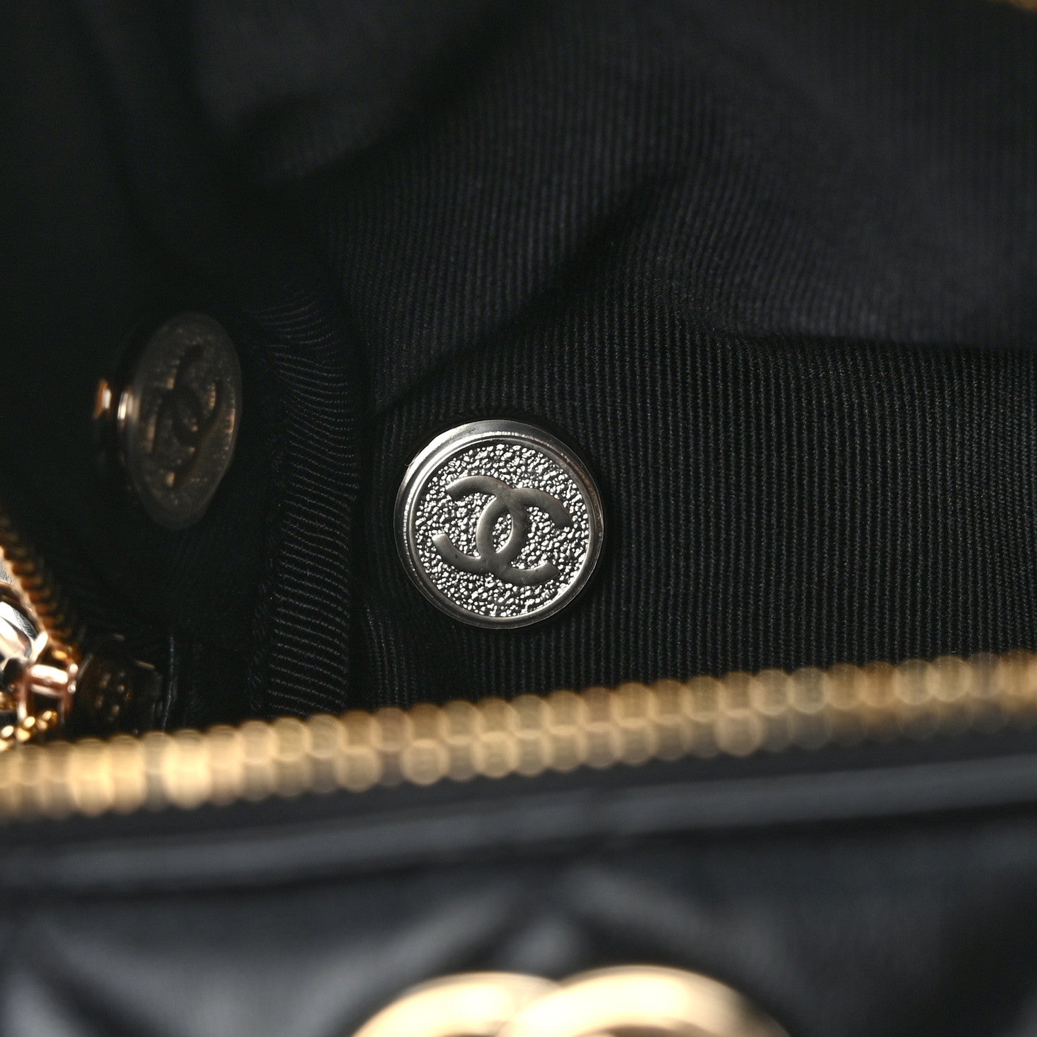 Chanel Lambskin Quilted Cube Chain Wristlet Case Black 14 of 14