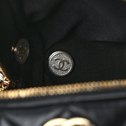 Chanel Lambskin Quilted Cube Chain Wristlet Case Black 14 of 14
