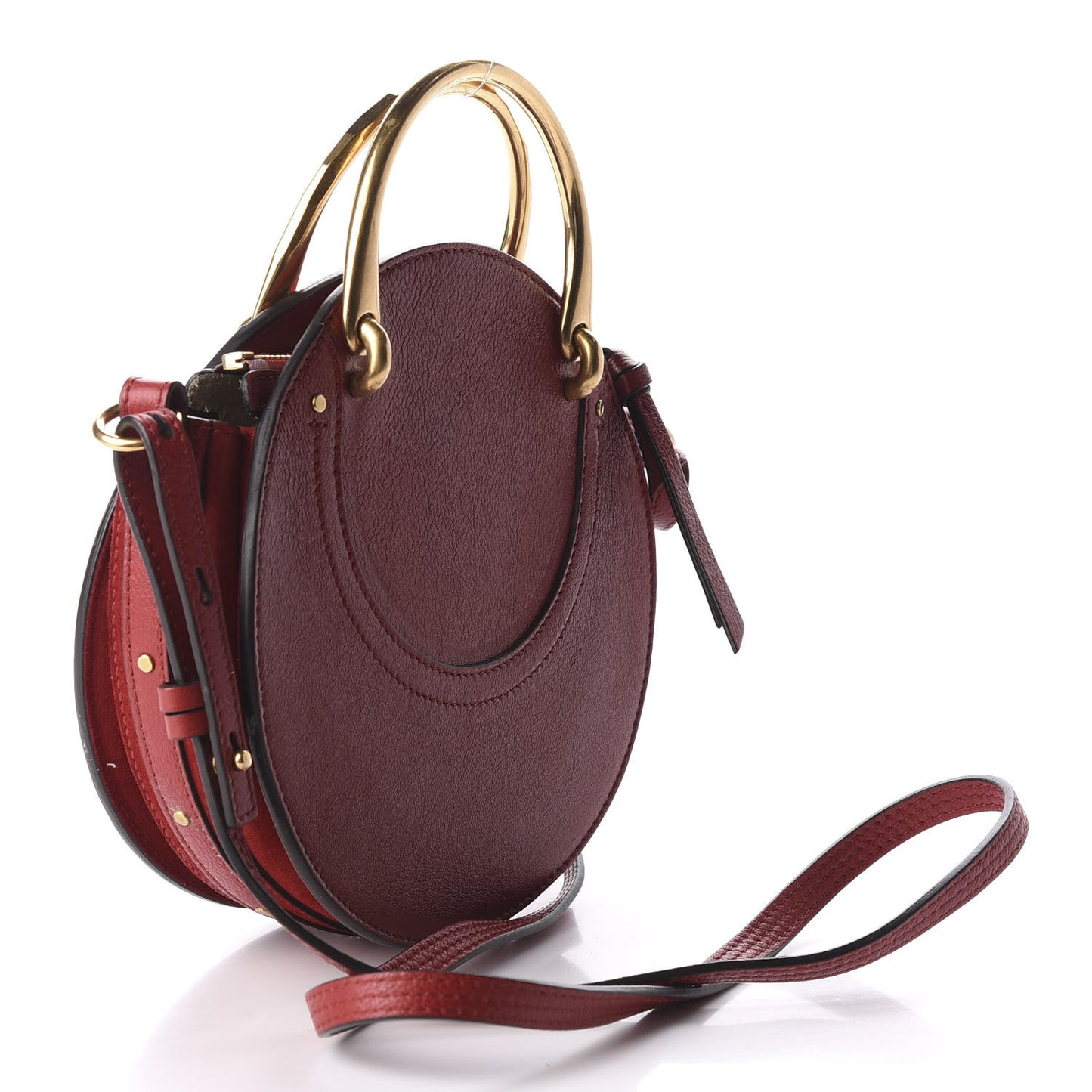Shiny Goatskin Smooth Calfskin Suede Small Pixie Bag Dahlia Red