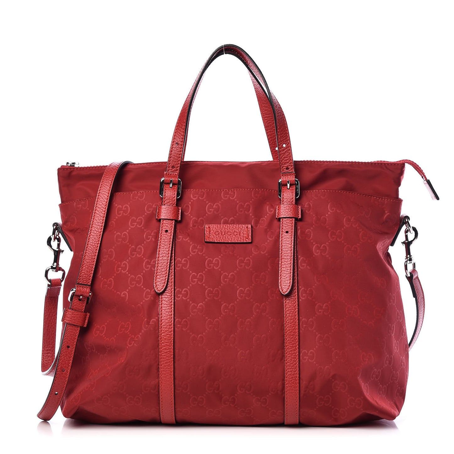 Nylon Monogram Dollar Calfskin Tote Vibrant Red