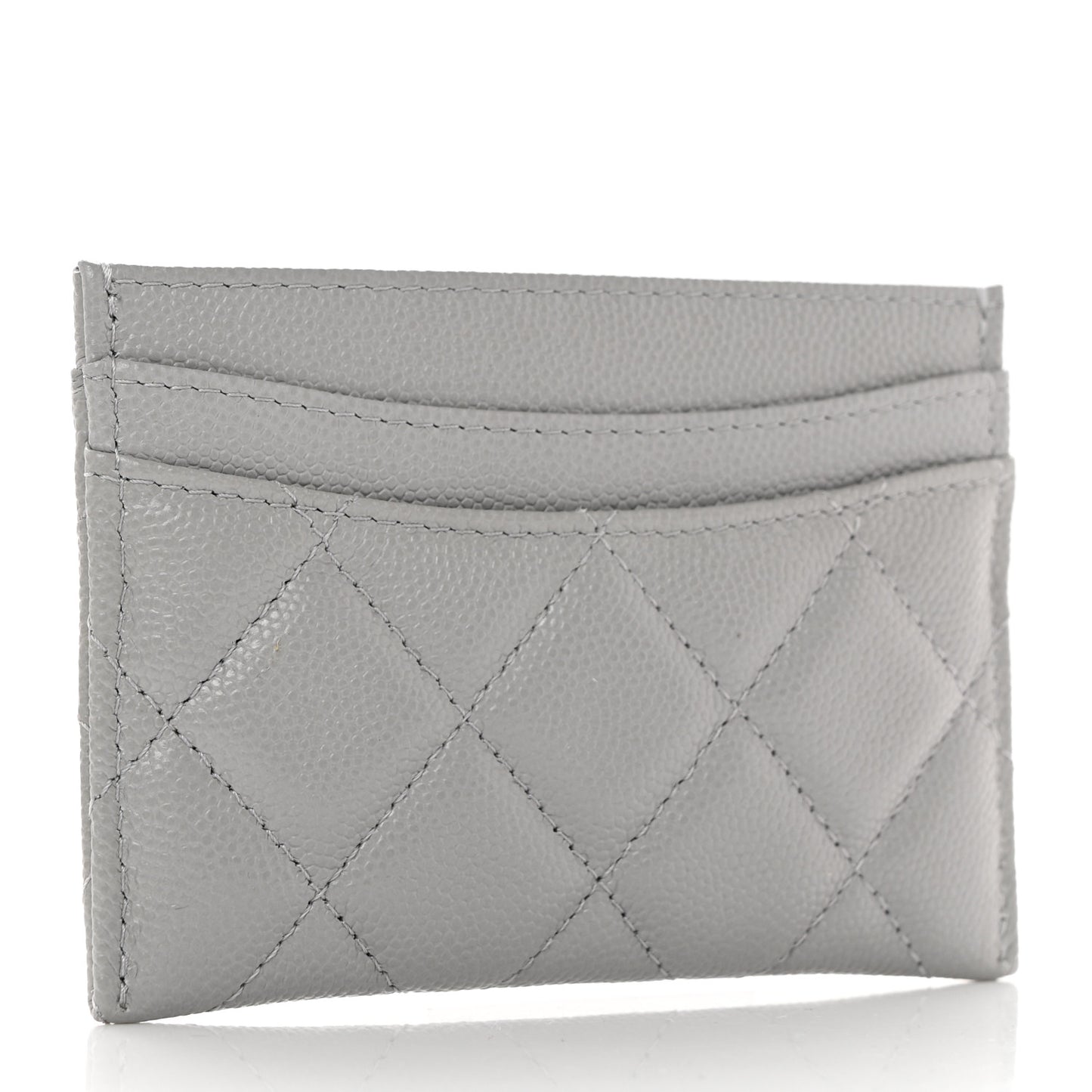 Caviar Quilted Card Holder Grey