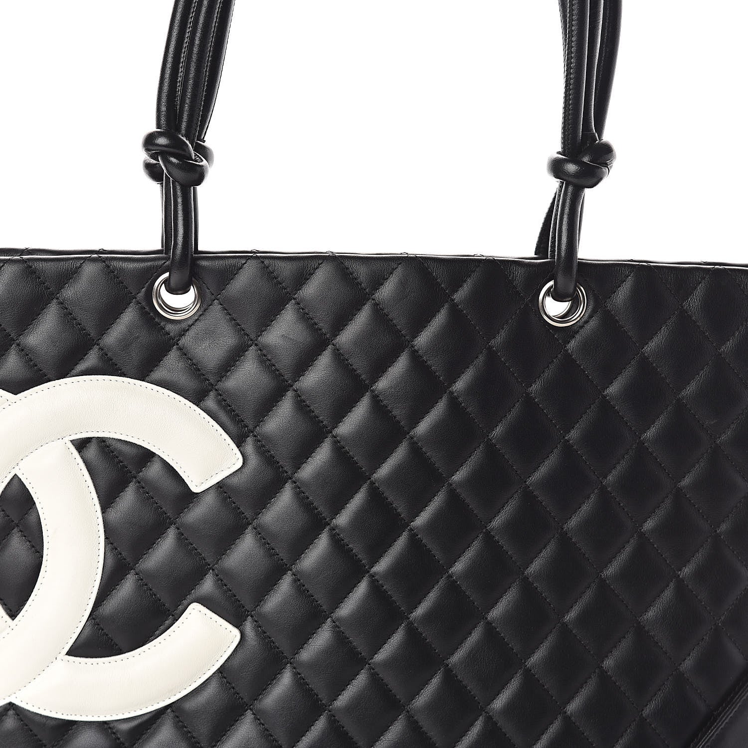 Chanel Calfskin Quilted Large Cambon Tote Black White 8 of 10