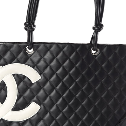 Chanel Calfskin Quilted Large Cambon Tote Black White 8 of 10