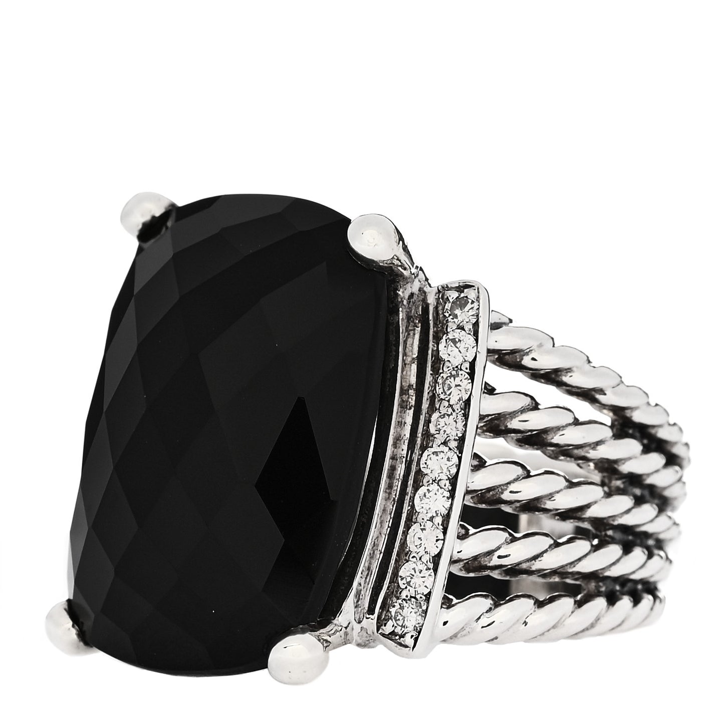 Sterling Silver Diamond Black Onyx 20mm Wheaton Ring 54 6.75