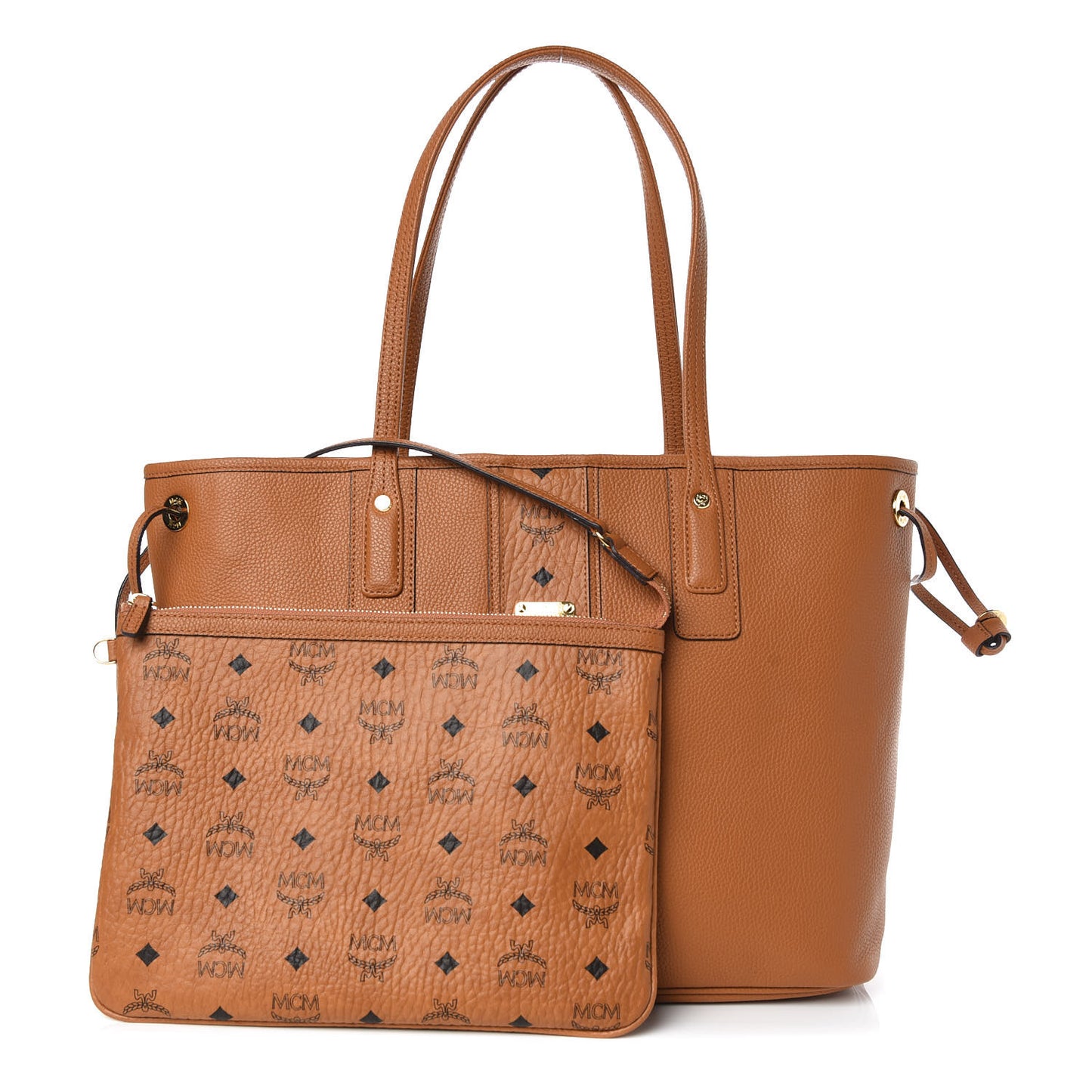Calfskin Medium Liz Reversible Shopper Tote Cognac