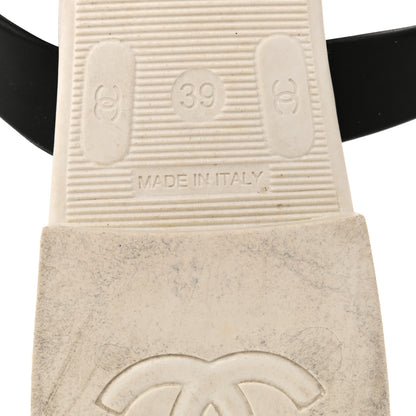 Chanel Jelly Quilted Camellia Thong Sandals 39 White Black 7 of 9
