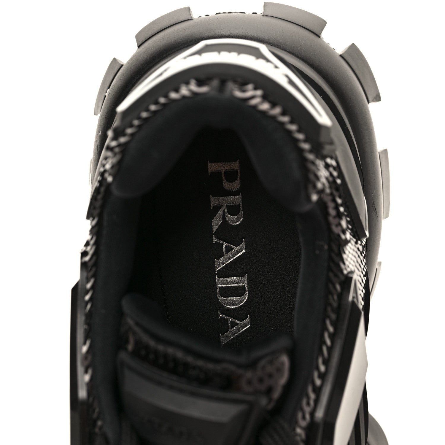 Prada Sequin Cotton Rubber Mens Cloudbust Thunder Sneakers 8 Black 6 of 8