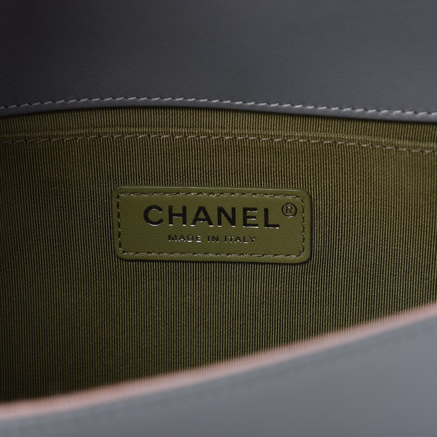 Calfskin Quilted Medium Boy Flap Grey