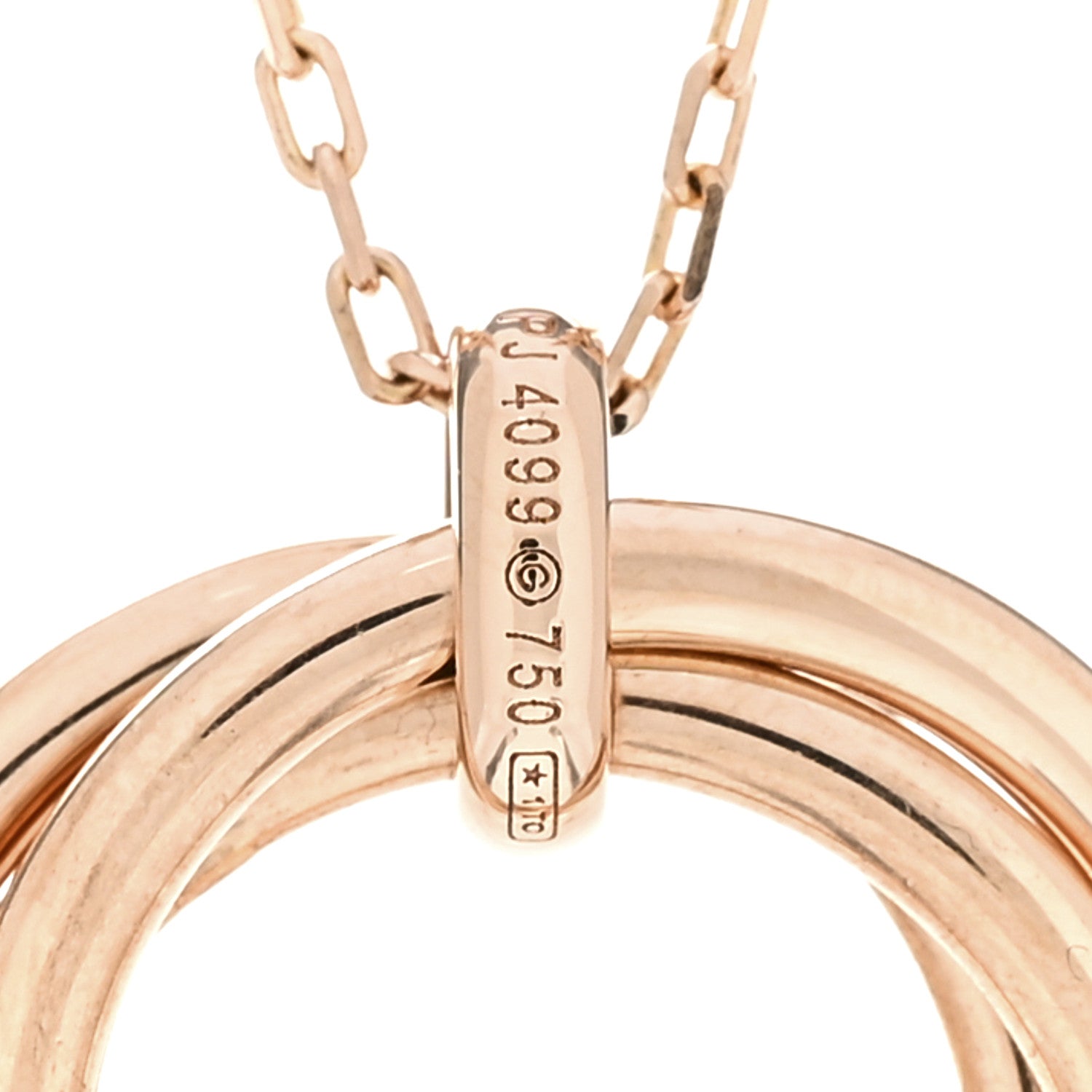 Cartier 18K Pink Gold Diamond Trinity Pendant Necklace 5 of 6