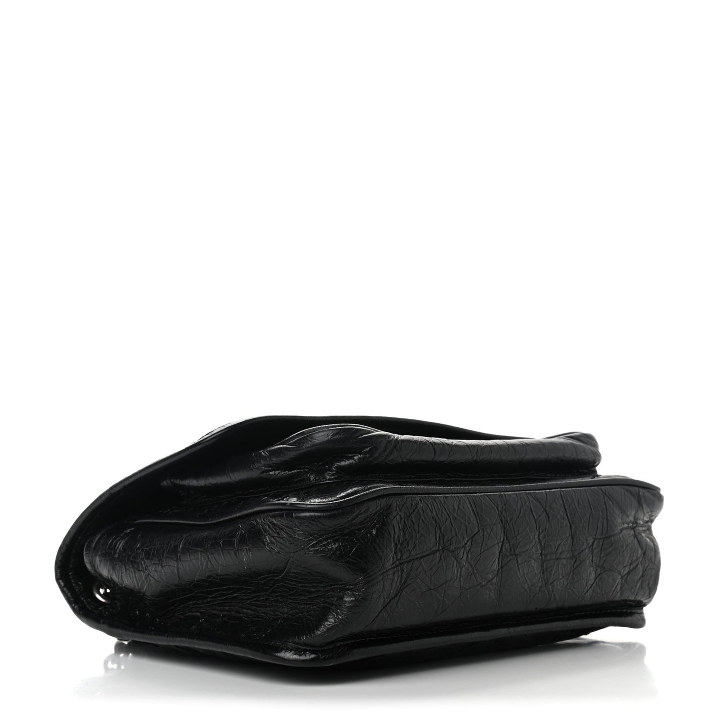 Crinkled Calfskin Matelasse Monogram Baby Niki Chain Satchel Black