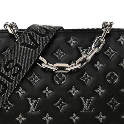 Louis Vuitton Lambskin Embossed Monogram Coussin MM Black Gray 9 of 11