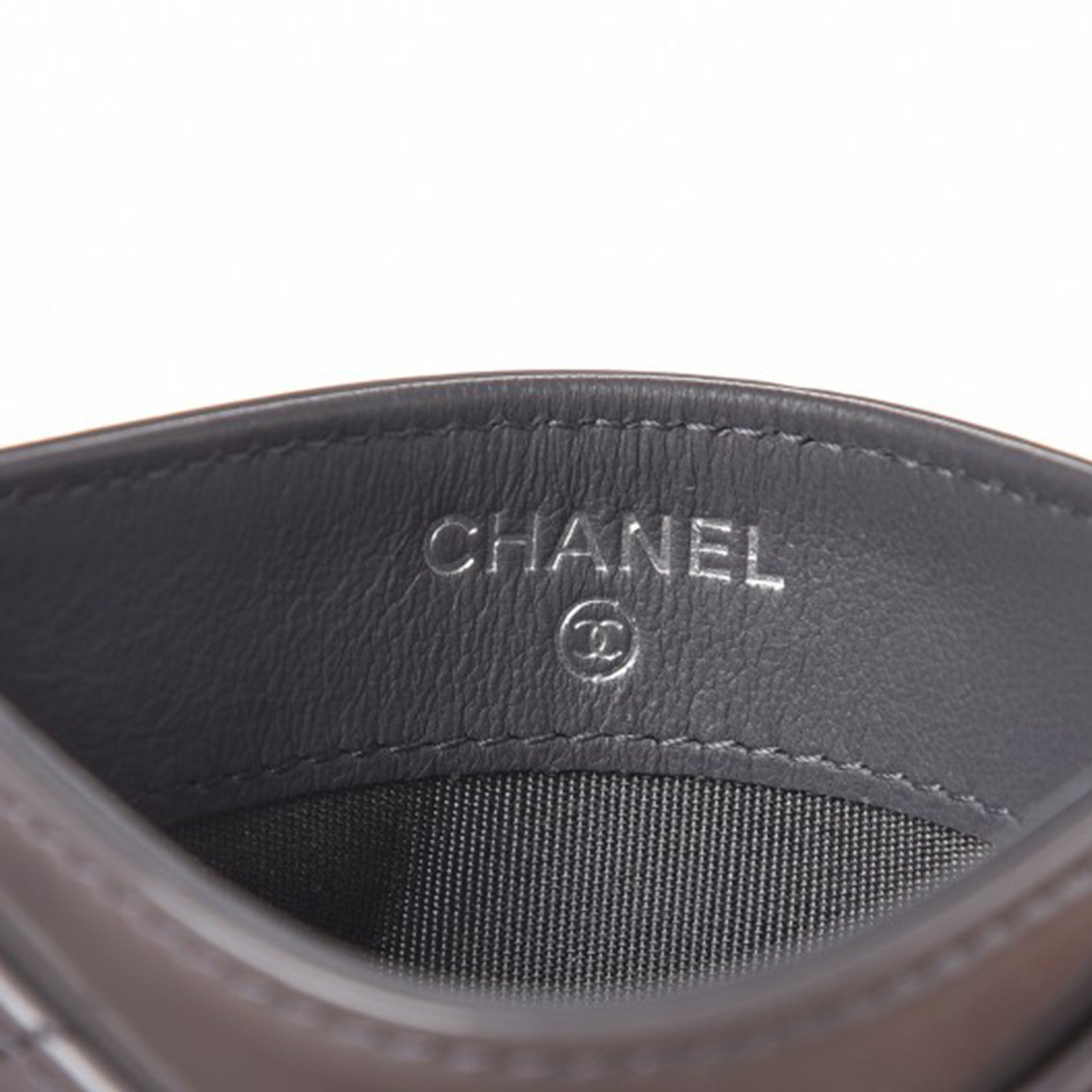 Chanel Patent Calfskin Quilted Card Holder Grey 5 of 8